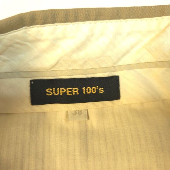 Hart Schaffner Marx Mens 38x32 Beige Super 100s Wool Pleated Cuffed Dress Pants - Picture 4 of 8